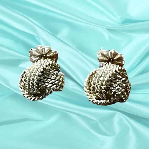Tiffany & Co. Sterling Silver Knot Earrings.